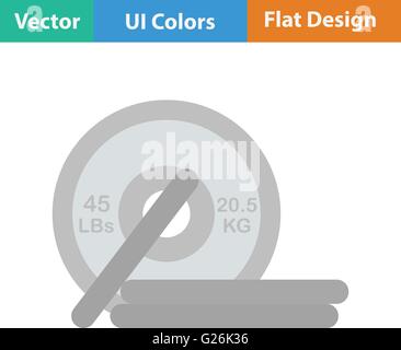 Flat design icon of Barbell disks in ui colors. Vector illustration. Stock Vector
