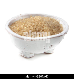 Brown cane sugar isolated on white background Stock Photo