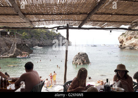 a beautiful view of tourists in a cafe on the beach front, Palma de Mallorca, Palma di Maiorca, summer, tourism, relax, holidays Stock Photo