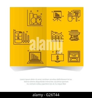 Set icons on a theme of economic crisis Stock Vector