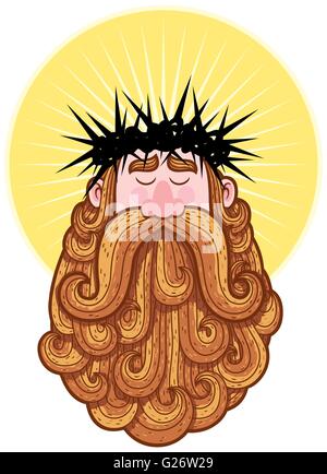 Portrait of Jesus Christ wearing crown of thorns. Stock Vector