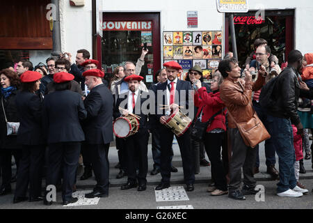 General views in Madrid during the 2016 San Isidro festival featuring cabuzedos (large-headed models of historical figures) Stock Photo