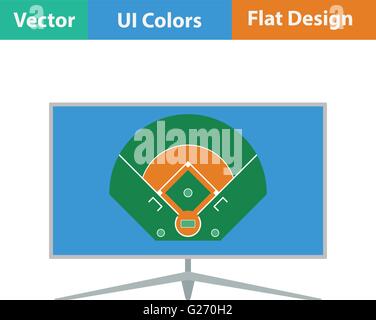 Baseball tv translation icon. Flat design. Vector illustration. Stock Vector