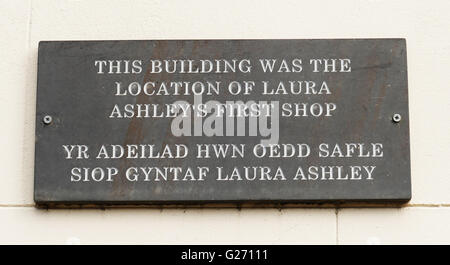 This building was the location of Laura Ashley's first shop in Machynlleth, Powys, Wales Stock Photo