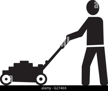 Lawn mower man pictogram Stock Vector