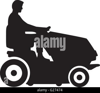 Man driving lawn mower Stock Vector