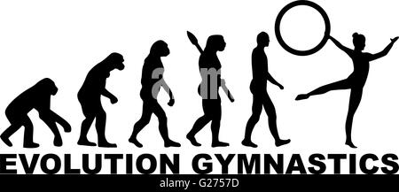 Evolution gymnastics with hoop Stock Vector