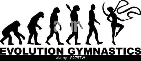 Evolution gymnastics with ribbon Stock Vector