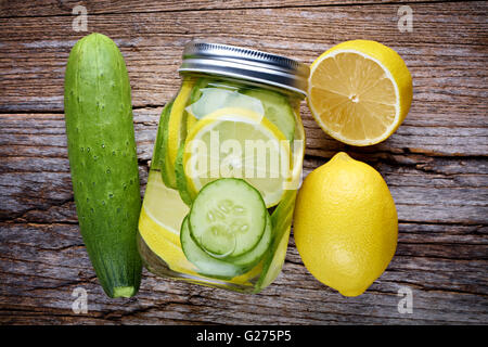 Healthy detox water with fruits Stock Photo