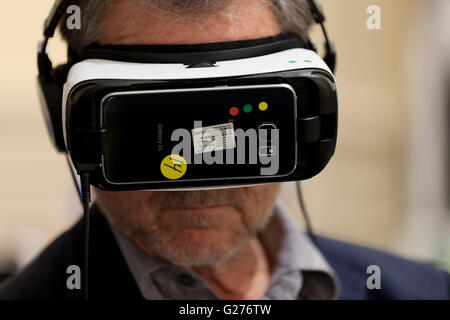 Man using Oculus virtual reality goggles (VR goggles, VR headset) - USA Stock Photo