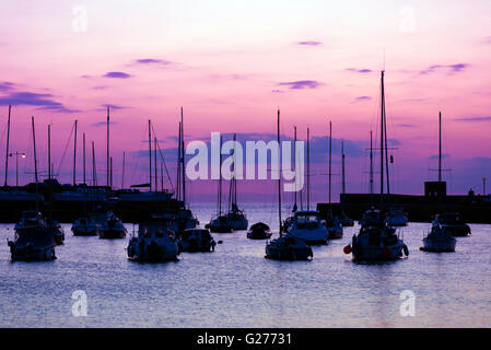 Just after Sunset at Aberaeron harbour, Wales, UK. Stock Photo