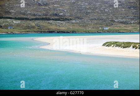 Traigh Losgaintir (Luskentyre Bay) from the A859 Road on Northwestern Coastline of South Harris, Outer Hebrides. Stock Photo