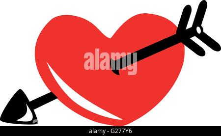 Red heart with black arrow icon Stock Vector
