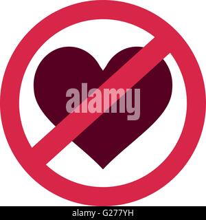 Ban love heart. Symbol of forbidden and stop love. Vector illustration ...