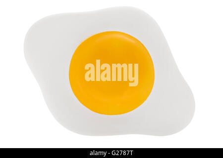 Rubber fried egg on white background Stock Photo