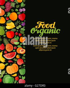 fruits and vegetables. organic food vector illustration Stock Vector