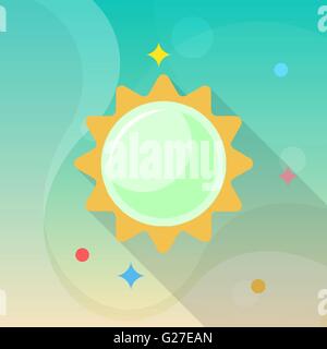 Sun flat  icon with long shadow,eps10, Stock Vector