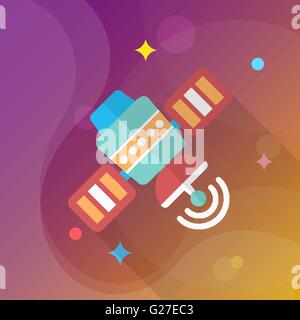 Satellite  flat  icon with long shadow,eps10, Stock Vector