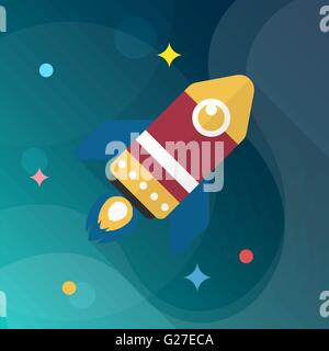 Rocket flat icon with long shadow,eps10, Stock Vector