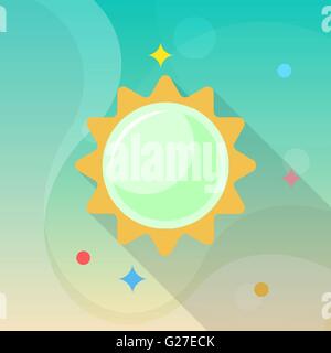 Sun flat  icon with long shadow,eps10, Stock Vector