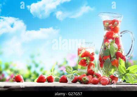 Healthy detox water with fruits Stock Photo