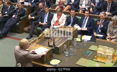 Labour MP Angela Eagle speaks during Prime Minister's Questions in the House of Commons, London. Stock Photo