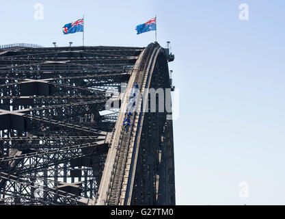 People walking on Sydney Harbor Bridge, Sydney, New South Wales, Australia Stock Photo