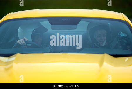 Press Association reporter Kerri-Ann Roper in the passenger seat of a ...