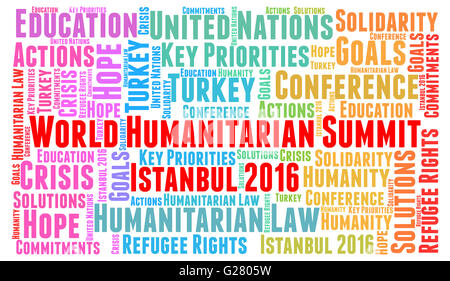 World humanitarian summit word cloud concept Stock Photo