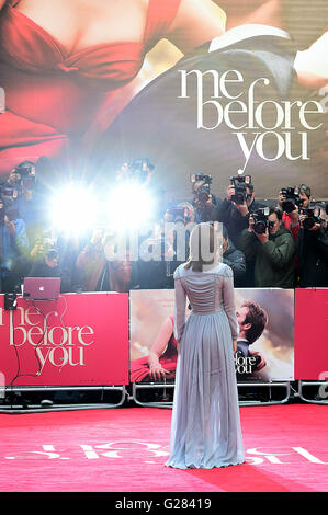 Jenna Coleman attending the Me Before You European Film Premiere at Curzon Mayfair, London. PRESS ASSOCIATION Photo. Picture date: Wednesday 25th May 2016. Photo credit should read: Ian West/PA Wire Stock Photo