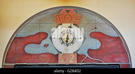 San Francisco: the floor indicator of the elevator of the Coit Tower, the former Lillian Coit Memorial Tower, a 210-foot tower on Telegraph Hill Stock Photo