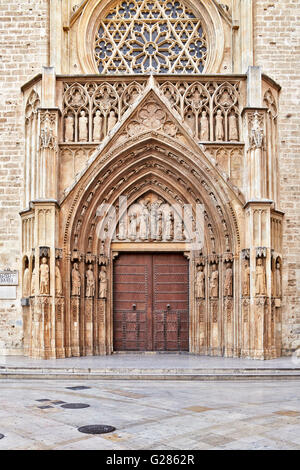 Door of the Apostles. Cathedral of Valencia. Comunitat Valenciana. Spain. Stock Photo