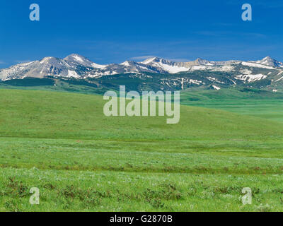 rocky mountain front above the prairie on the blackfeet indian reservation near east glacier park, montana Stock Photo