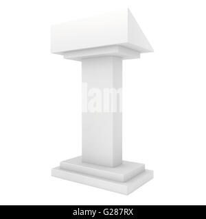 Speaker podium tribune rostrum stand. Isolated on white background. Debate, press conference. Stock Photo