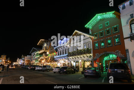 Ultimate Holiday Town - Leavenworth, Christmas lighting 6, WA,USA Stock Photo