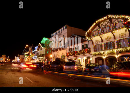 Ultimate Holiday Town - Leavenworth, Christmas lighting 9, WA,USA Stock Photo