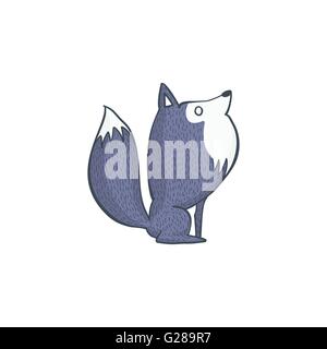 Vector Illustration of Gray Wolf, Cartoon Character Hand Draw Stock Vector