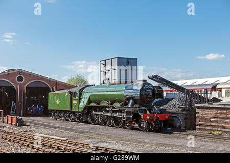 Steam Engine 60103 Flying Scotsman on display to the public in Bo'ness railway station yard during a rail tour to Scotland Stock Photo