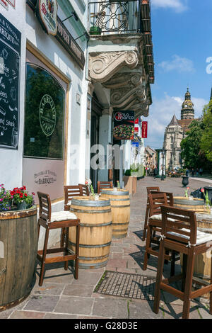 The city center pedestrian zone, Hlavna street, St. Elisabeth Cathedral, Kosice, Slovakia, Europe Stock Photo