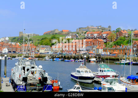 WHITBY, YORKSHIRE, UK. MAY 12, 2016.  Looking across the river 'Esk' towards the old town at Whitby in North Yorkshire, UK. Stock Photo