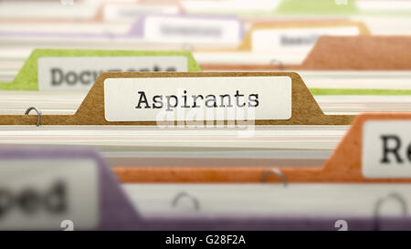 Aspirants Concept. Folders in Catalog. Stock Photo