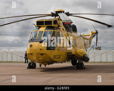 Fairford, UK - 17th July 2015: An RAF Westland Sea King helicopter at rest prior to its flying display at the Air Tattoo Stock Photo