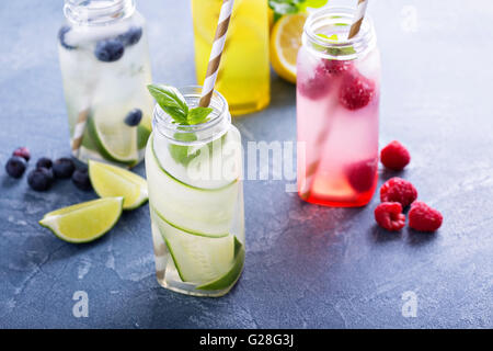 Variety of cold drinks in bottles Stock Photo