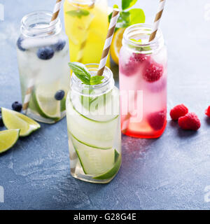 Variety of cold drinks in bottles Stock Photo
