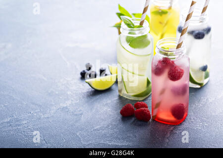 Variety of cold drinks in bottles Stock Photo