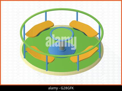 carousel isometric perspective view flat Stock Vector