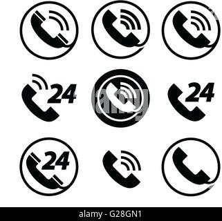 phone call. telephone. service 24 hours. set of icons Stock Vector