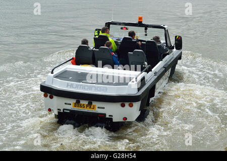 Gibbs Amphibians Hundinga amphibious utility vehicle undergoing trials on the river Thames in London Stock Photo