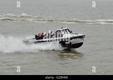 Gibbs Amphibians Hundinga amphibious utility vehicle undergoing trials on the river Thames in London Stock Photo