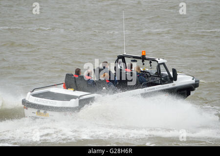 Gibbs Amphibians Hundinga amphibious utility vehicle undergoing trials on the river Thames in London Stock Photo